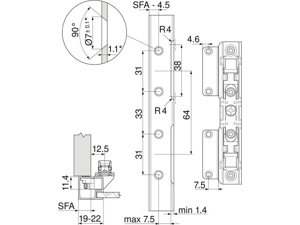 Set Attacchi Frontali per Aventos HS/HL/HK-TOP Legno-Alluminio pz.2 | Blum - immagine 3